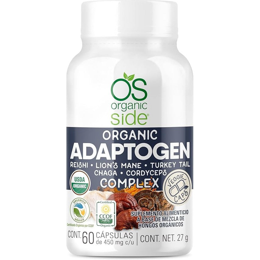 Organic Side Adaptogen Complex Reishi, Lion's Mane, Turkey Tail, Chaga y Cordyceps 60 Cápsulas