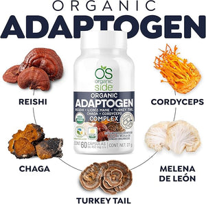 Organic Side Adaptogen Complex Reishi, Lion's Mane, Turkey Tail, Chaga y Cordyceps 60 Cápsulas