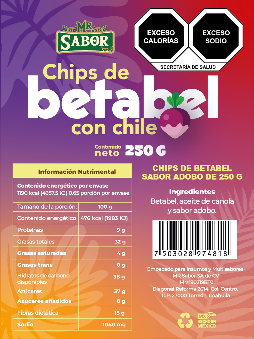 Chips de Betabel Deshidratado con Chile