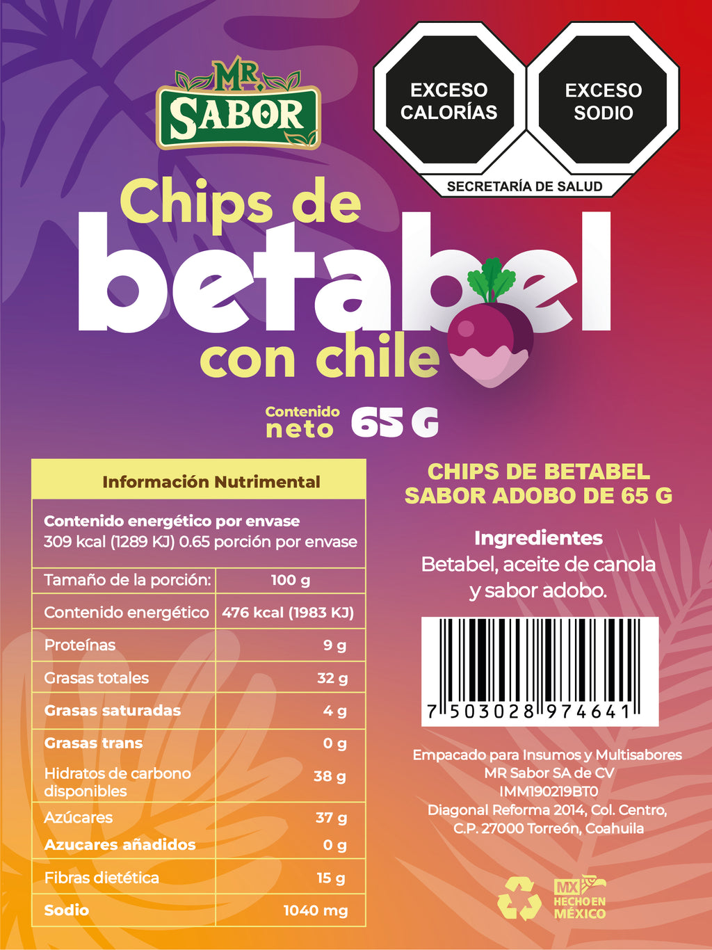 Chips de Betabel Deshidratado con Chile