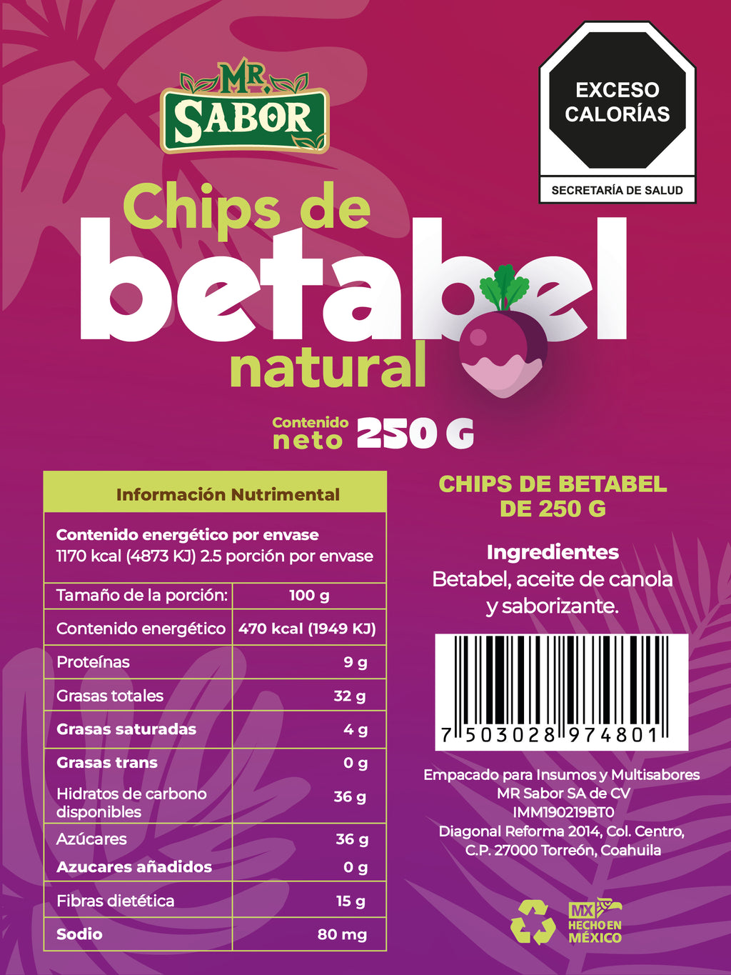 Chips de Betabel Deshidratado Natural