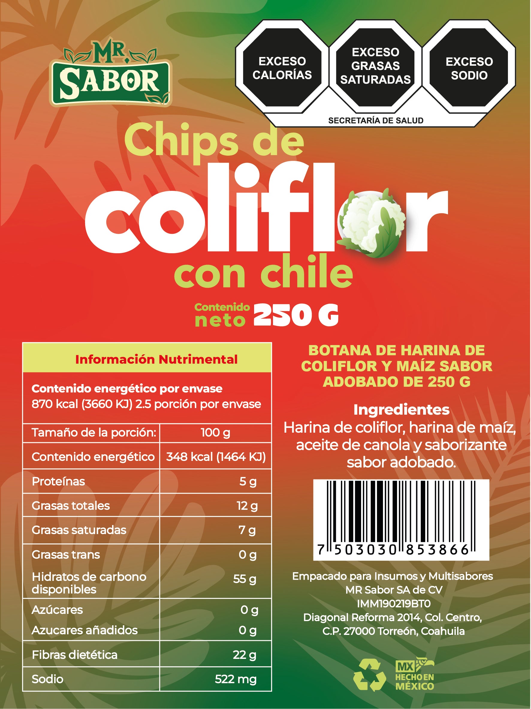Chips de Coliflor con Chile