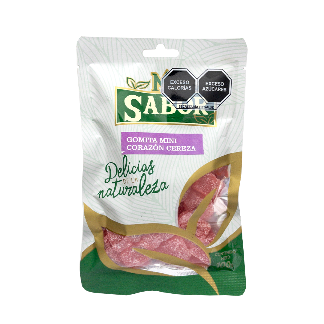 Mr.Sabor Gomita Mini Corazón Sabor Cereza 100 grs.