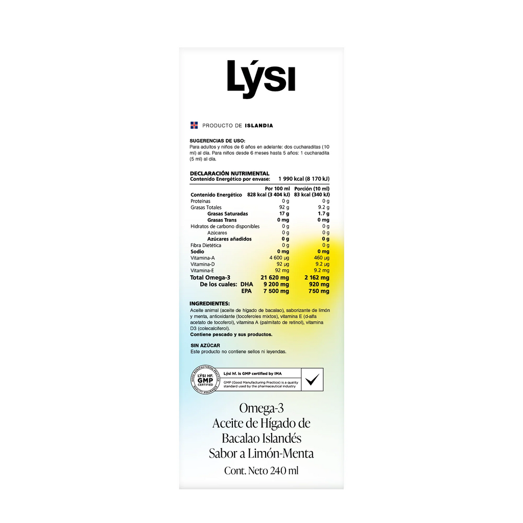Lýsi Aceite de Hígado de Bacalao sabor Limón-Menta 240 ml