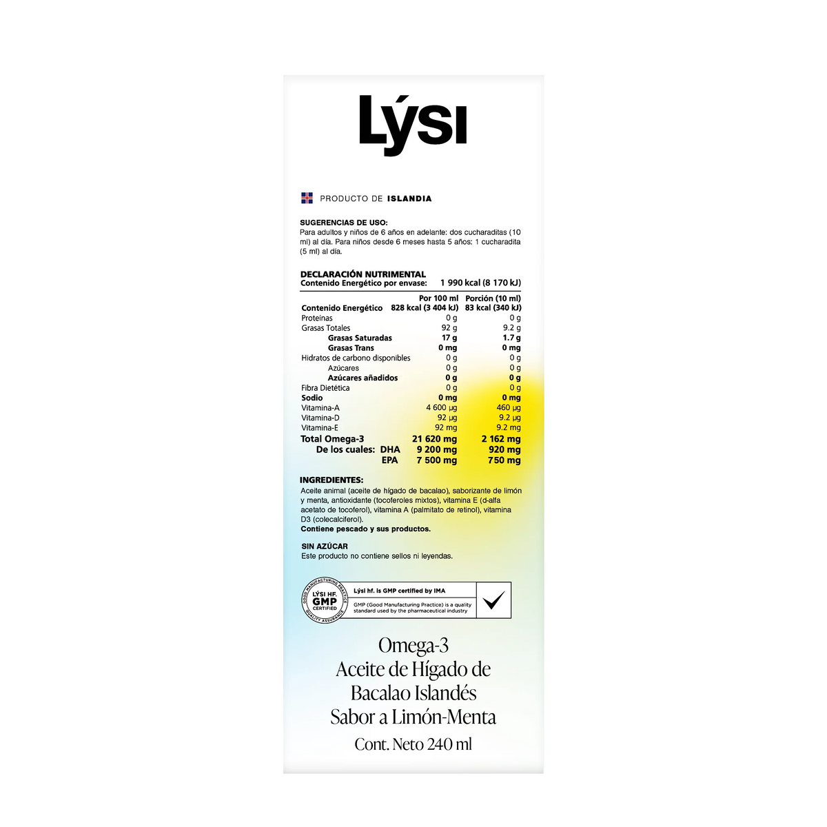 Lýsi Aceite de Hígado de Bacalao sabor Limón-Menta 240 ml