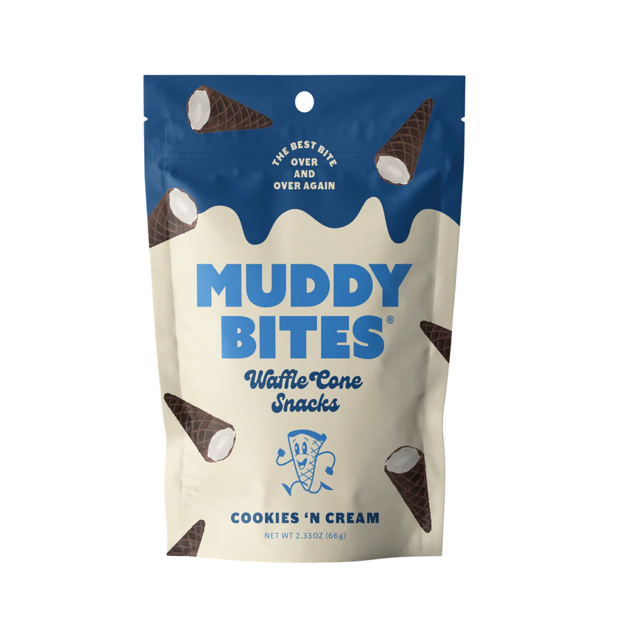 Muddy Bites Conos de Waffle rellenos de Cookies n' Cream