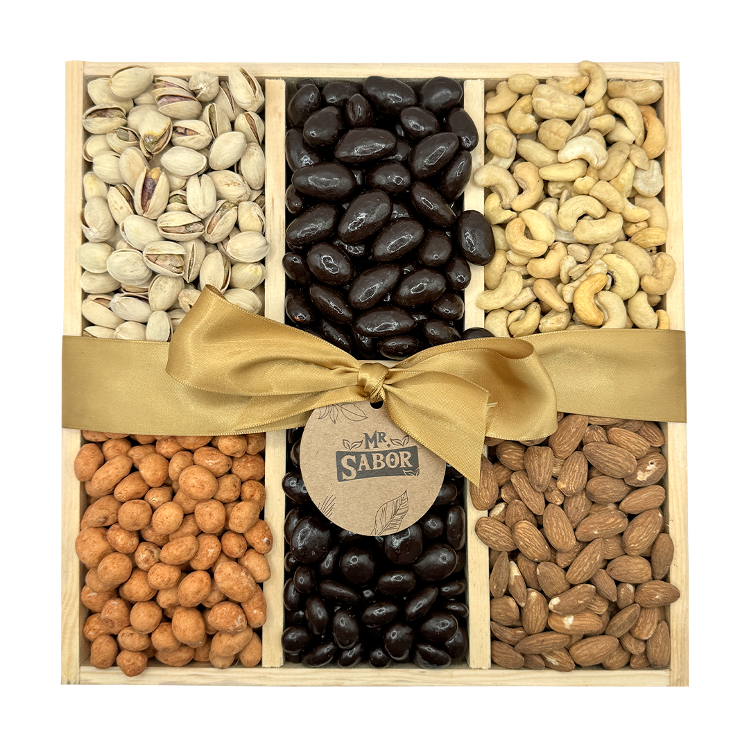 Regalo 6 Divisiones Frutos Secos y Chocolates sin Azúcar