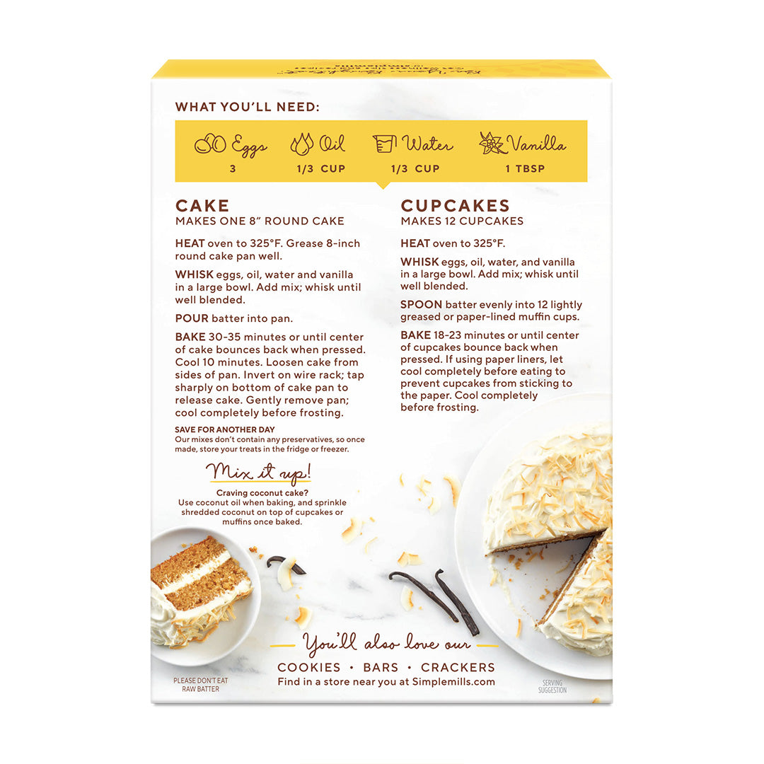Simple Mills Mezcla de Harina de Almendra para Cupcakes y Pastel de Vainilla 327 g.