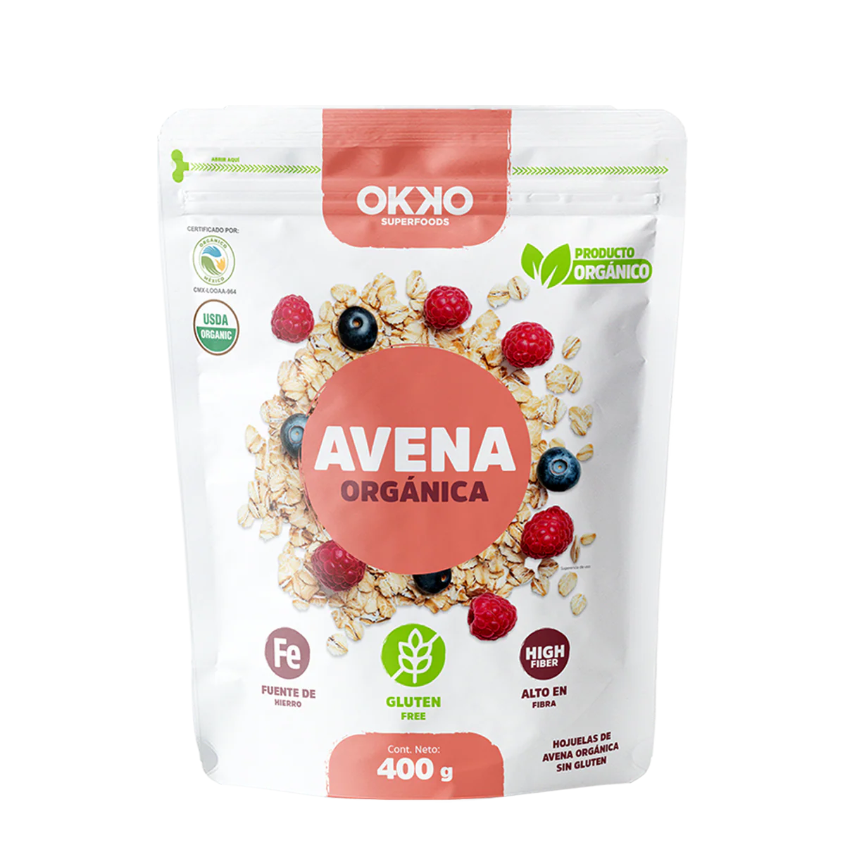 Okko Avena Orgánica Sin Gluten 400 g
