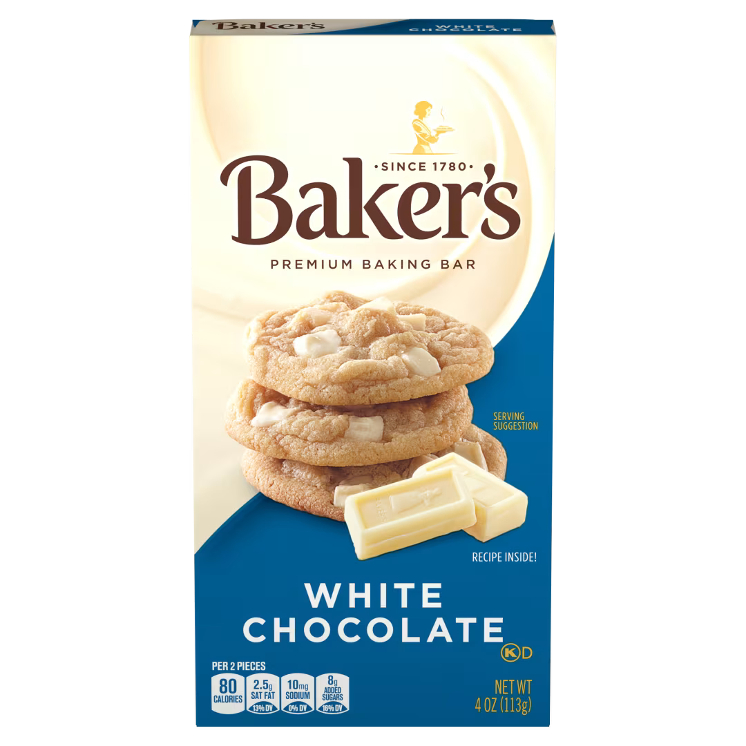 Baker's Barra de Chocolate Blanco para Hornear 113 g