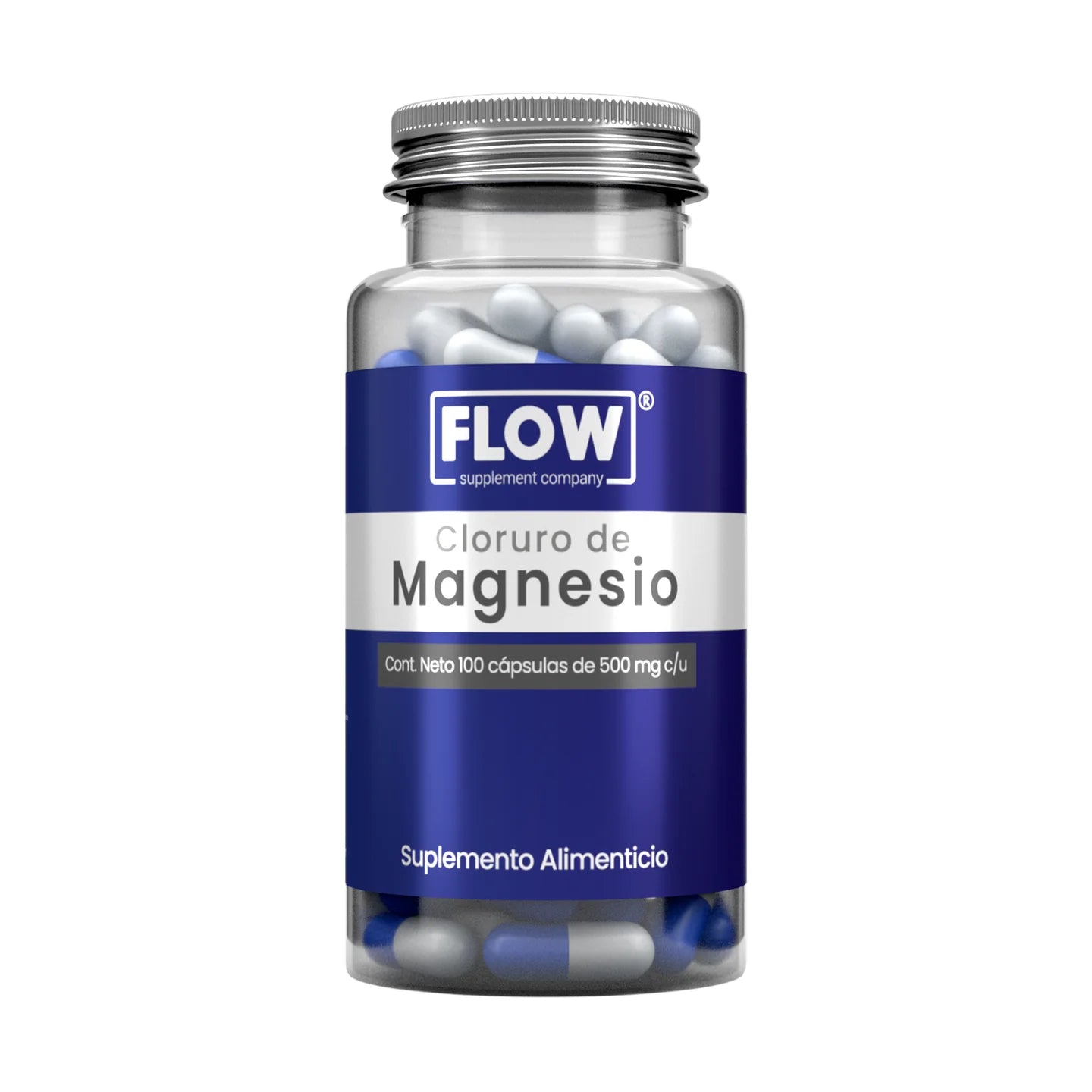 Flow Cloruro De Magnesio + Vitamina K2 + Vitamina D + Calcio / 100 cápsulas de 500 mg c/u