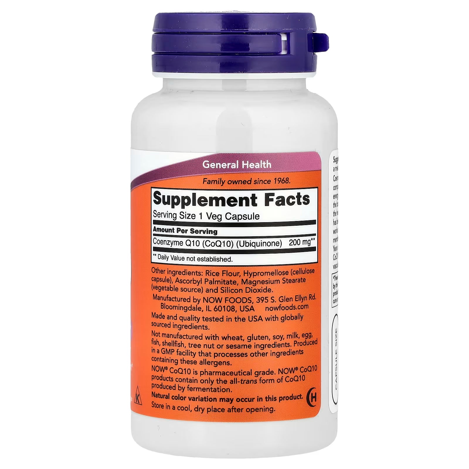 NOW Foods CoQ10 200 mg 60 cápsulas