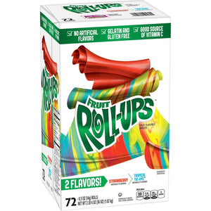 Fruit Roll-Ups Tropical Tie-Dye & Strawberry Flavored Snacks Variety Pack - 72 Rolls