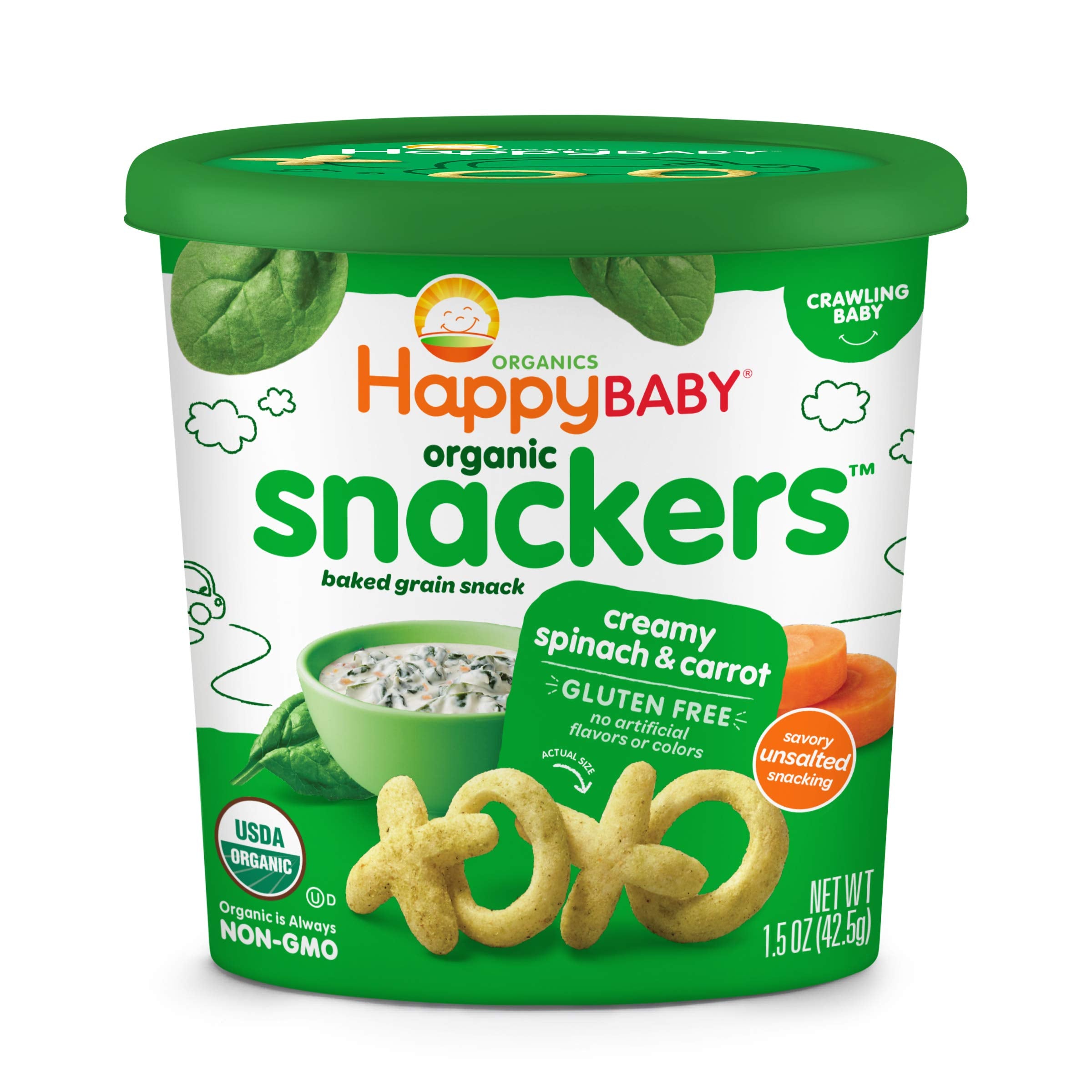 Happy Baby Organic Snackers Creamy Spinach & Carrot - Mr Sabor