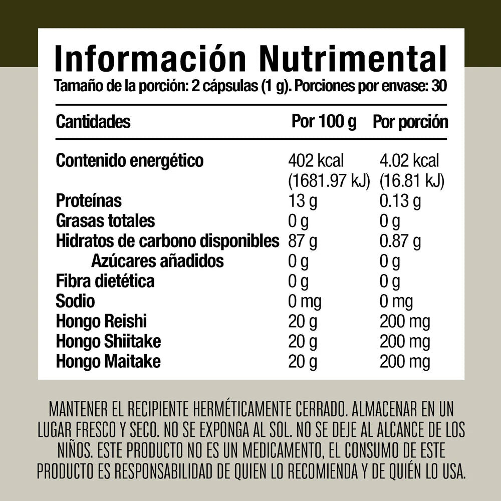Kukamonga 60 Cápsulas a Base de Reishi Shiitake Maitake