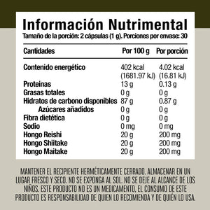 Kukamonga 60 Cápsulas a Base de Reishi Shiitake Maitake