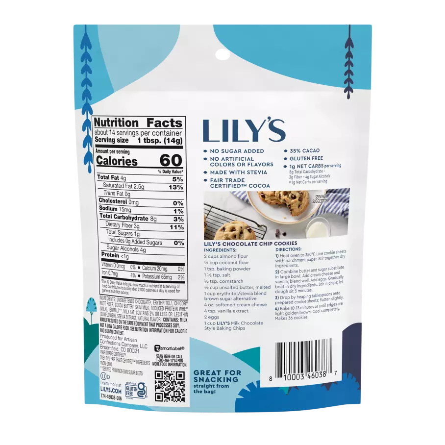 Lily's Chispas de Chocolate 35% Cacao con Stevia 198 g