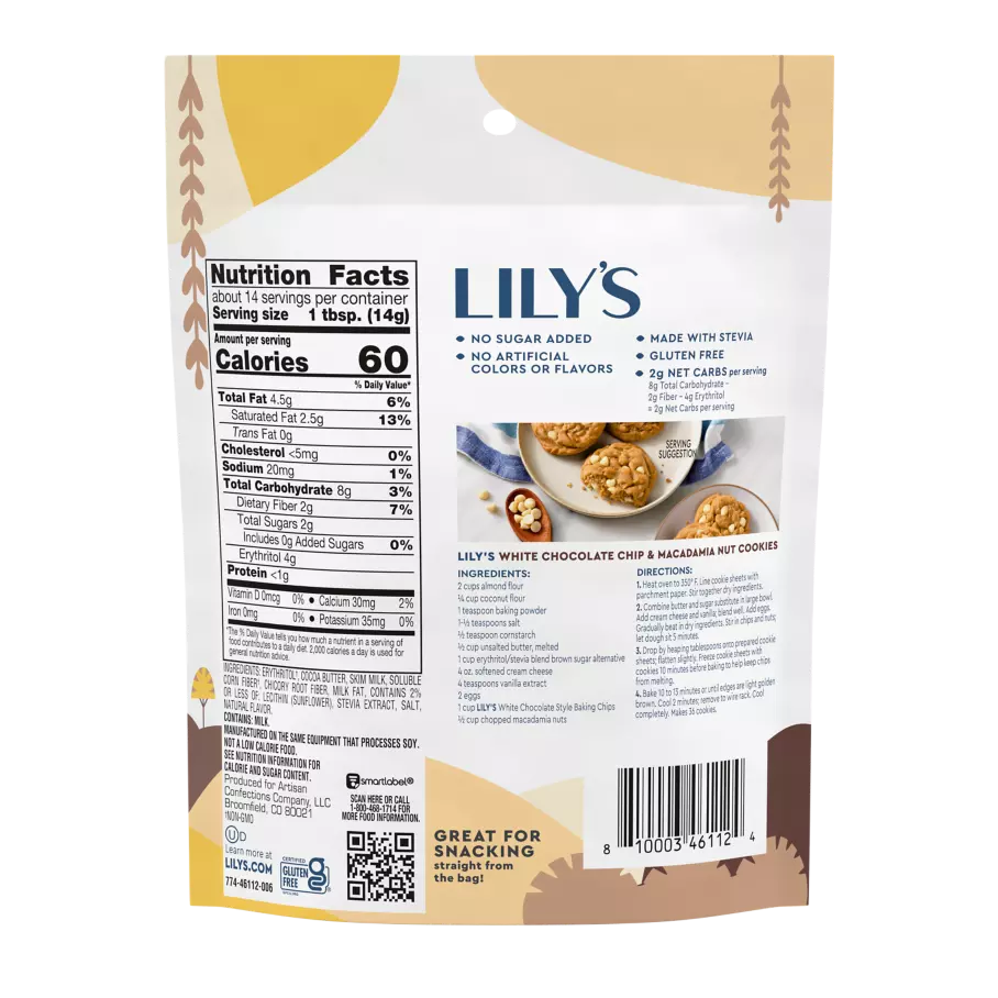 Lily's Chispas de Chocolate Blanco con Stevia 198 g