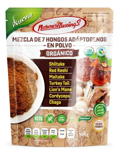 Mezcla de 7 Hongos Adaptógenos en Polvo Orgánico 100 g