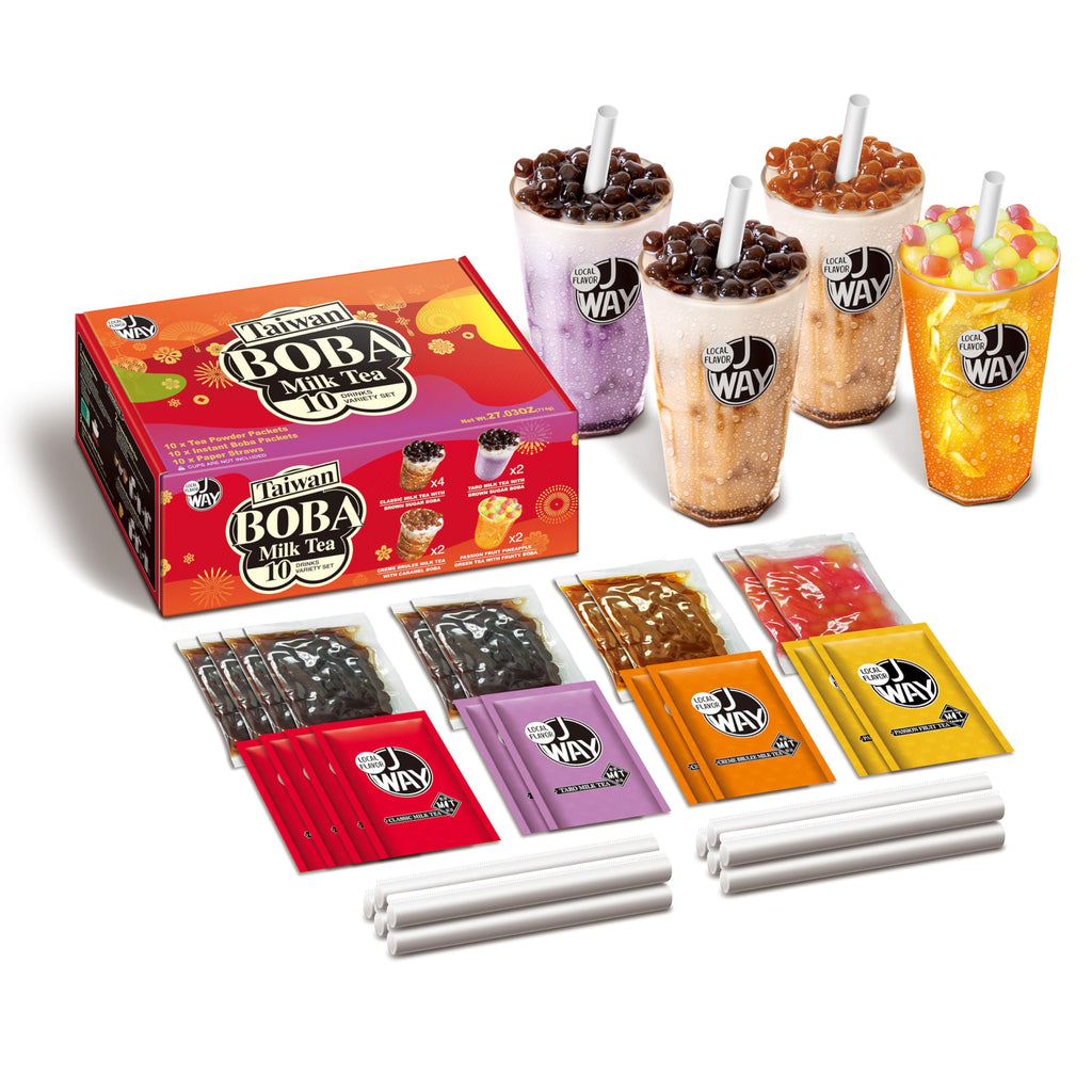 J Way de té de Leche y Frutal Variado con Autentica Tapioca Boba