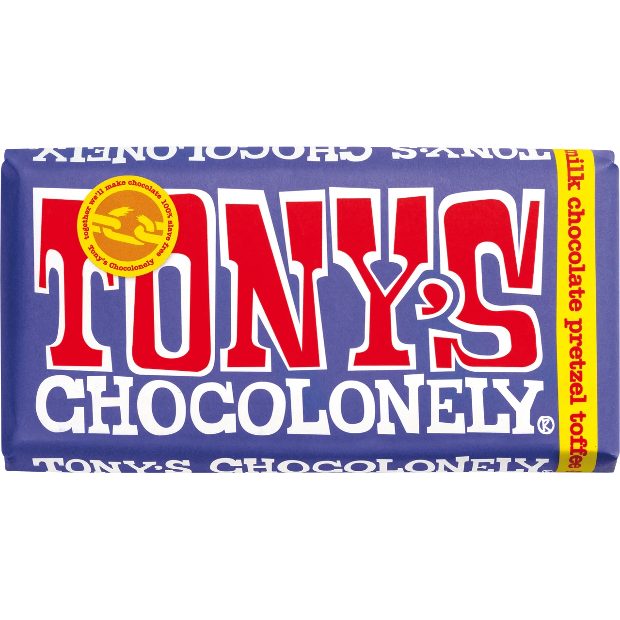Tony's Chocolonely Tableta de Chocolate Amargo con Caramelo y Pretzel