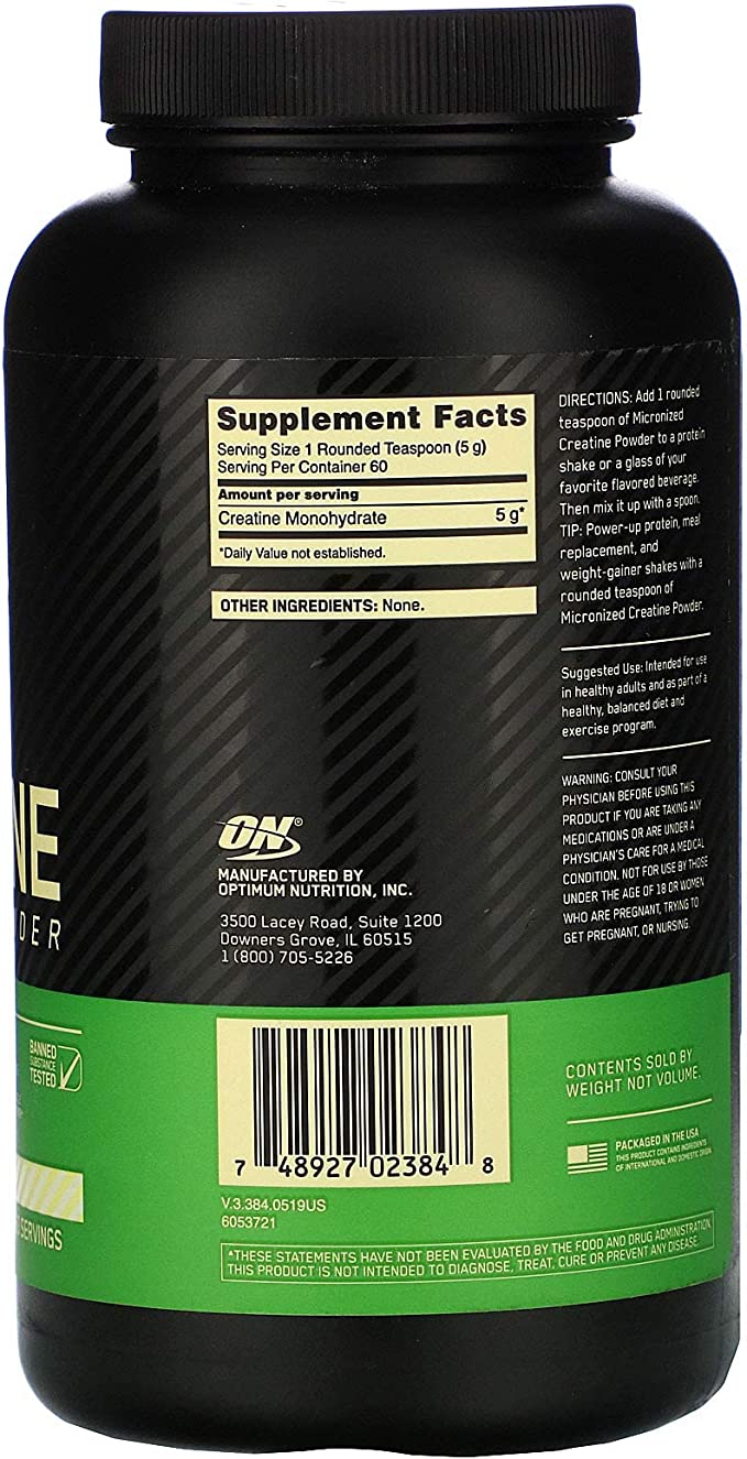 Optimum Nutrition Polvo de creatina micronizada Sin Sabor