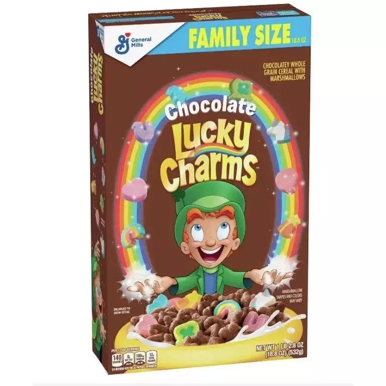 Un cuadro y el tazón de chocolate, cereales Lucky Charms fabricados por  General Mills Fotografía de stock - Alamy