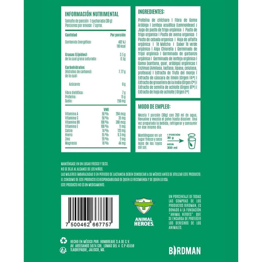 Birdman Parrot Greens & Proteína Matcha