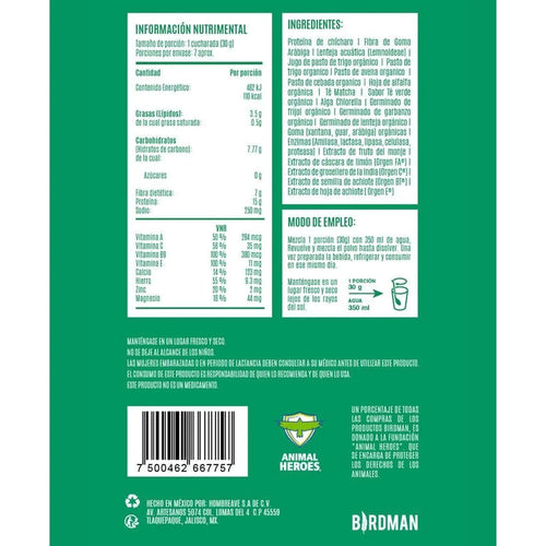 Birdman Parrot Greens & Proteína Matcha