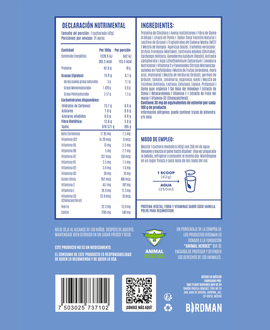 Birdman Peacock Proteína Coco Vainilla