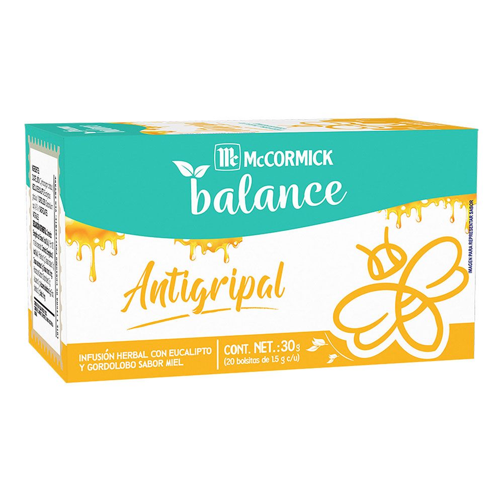 Té Antigripal Balance McCormick con Eucalipto y Gordolobo Sabor Miel - Mr Sabor