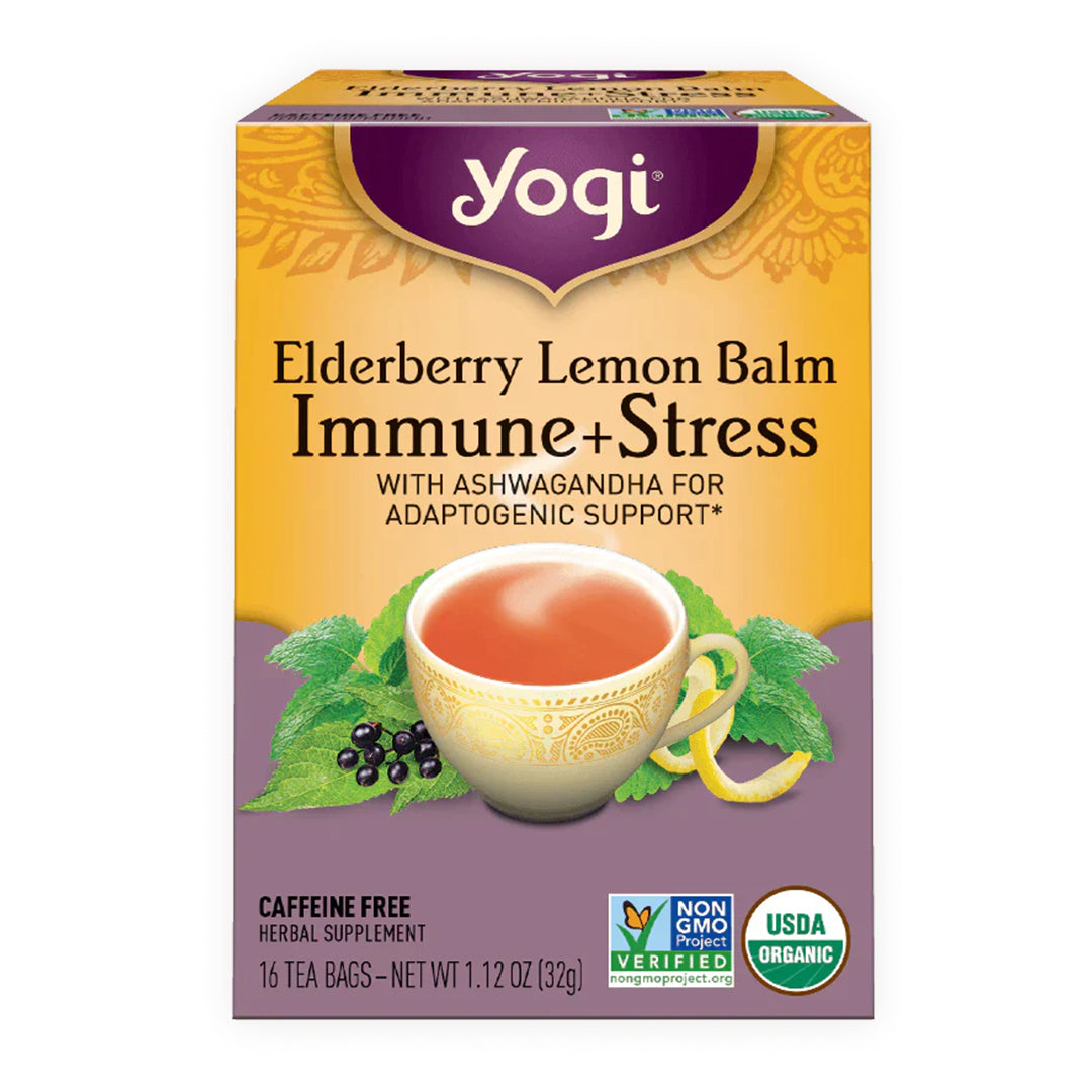 Yogi Immune+Stress Elderberry Lemon Balm Tea - Mr Sabor